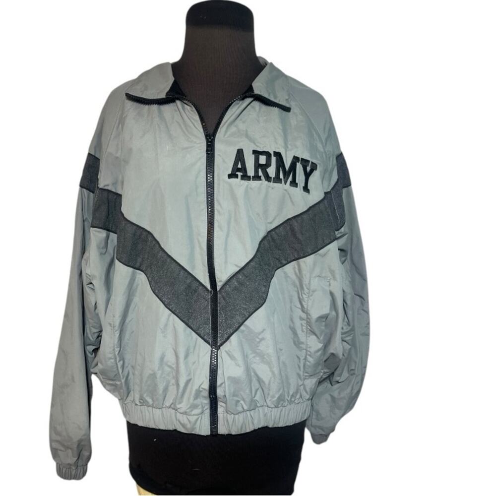 Vintage Army Chevron Windbreaker Cadet Retro Oversized Military Jacket S
